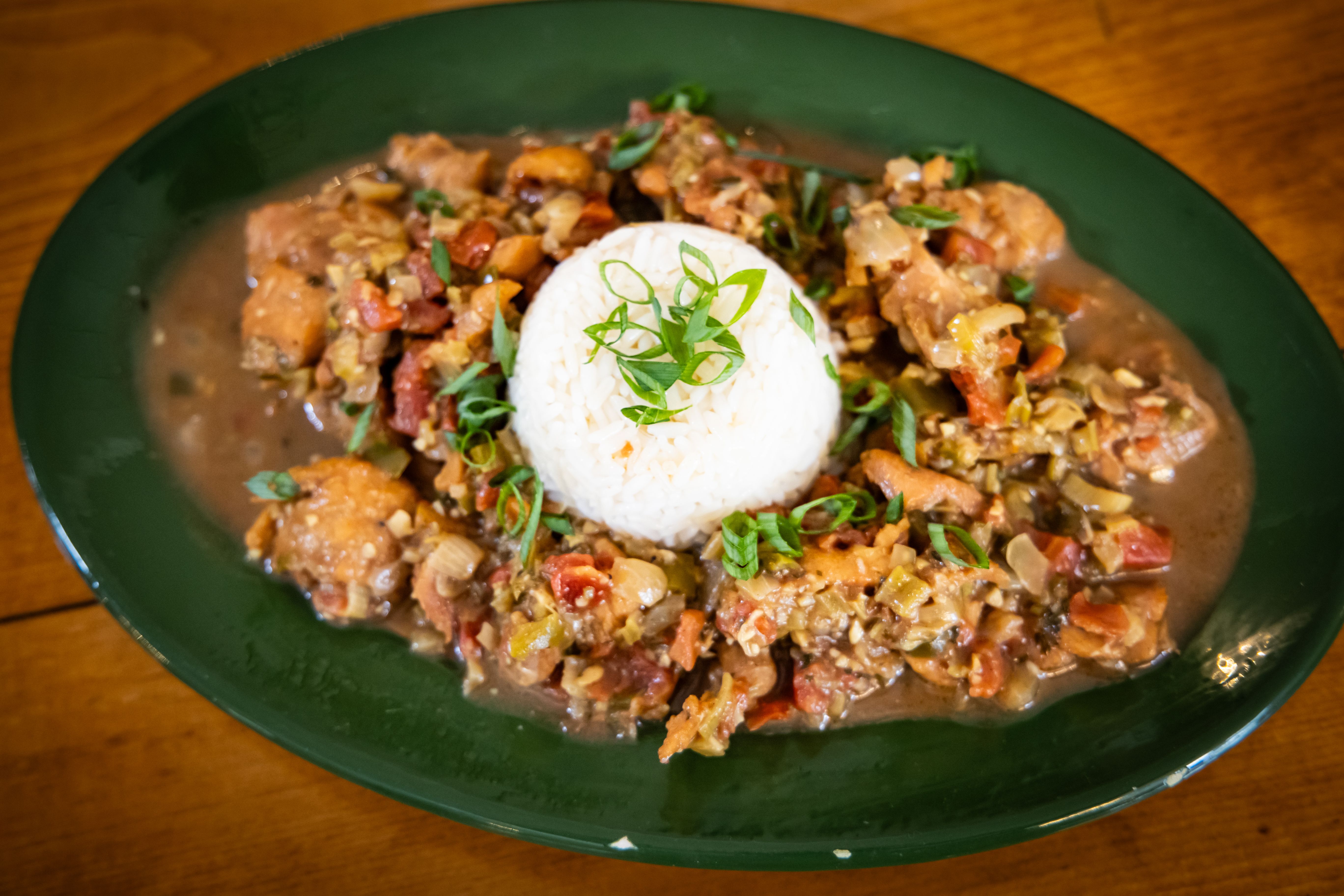 This recipe proves the point that in Cajun Country anything can go into a sauce piquante. In this spicy sauce, it is recommended that you use alligator tail meat due to its texture and light to white color.