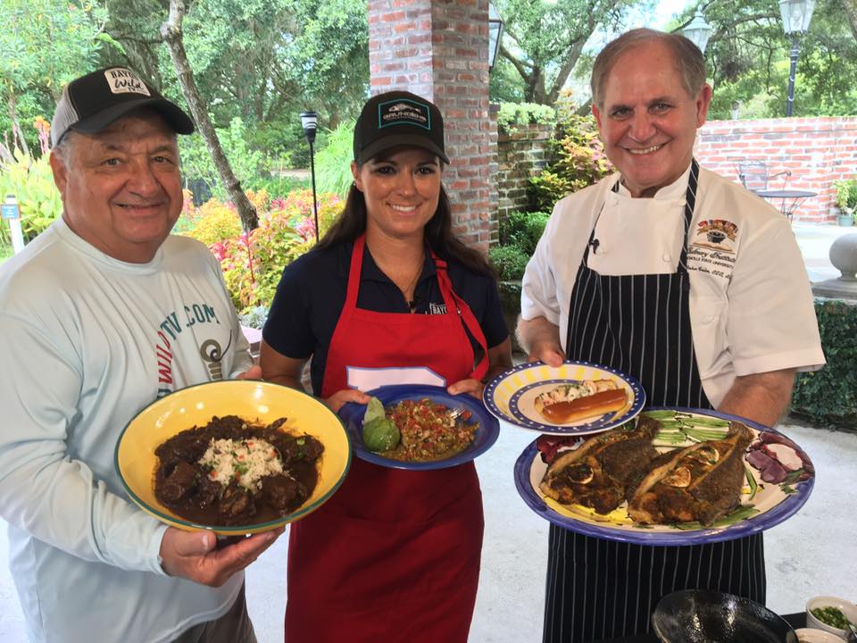 Don Dubuc, Martha Spencer with Chef Folse